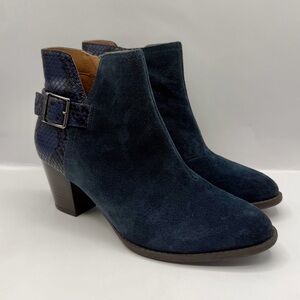 Vionic Naomi Suede Leather Snake Print Ankle Boots. SZ. 8 New Water Resistant
